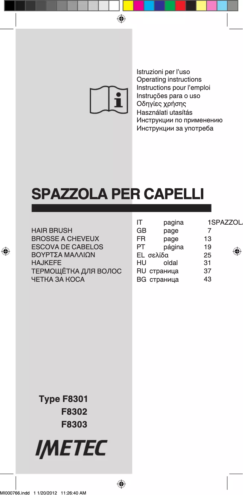 Page 1 de la notice Manuel utilisateur Imetec F8302