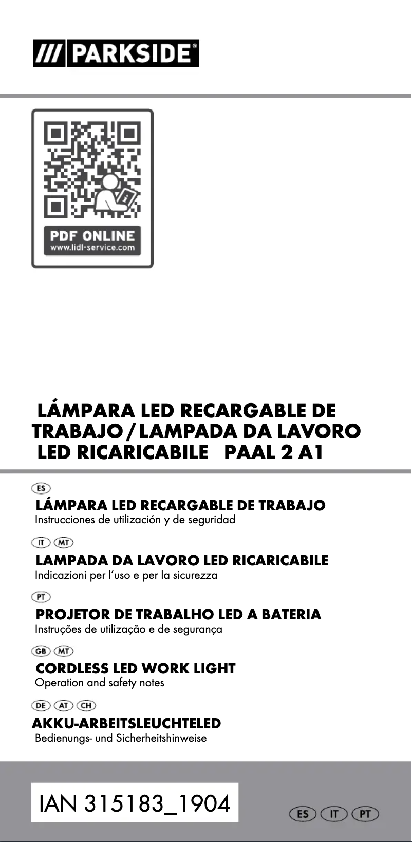 Image de la première page du manuel de l'appareil PAAL 2 A1