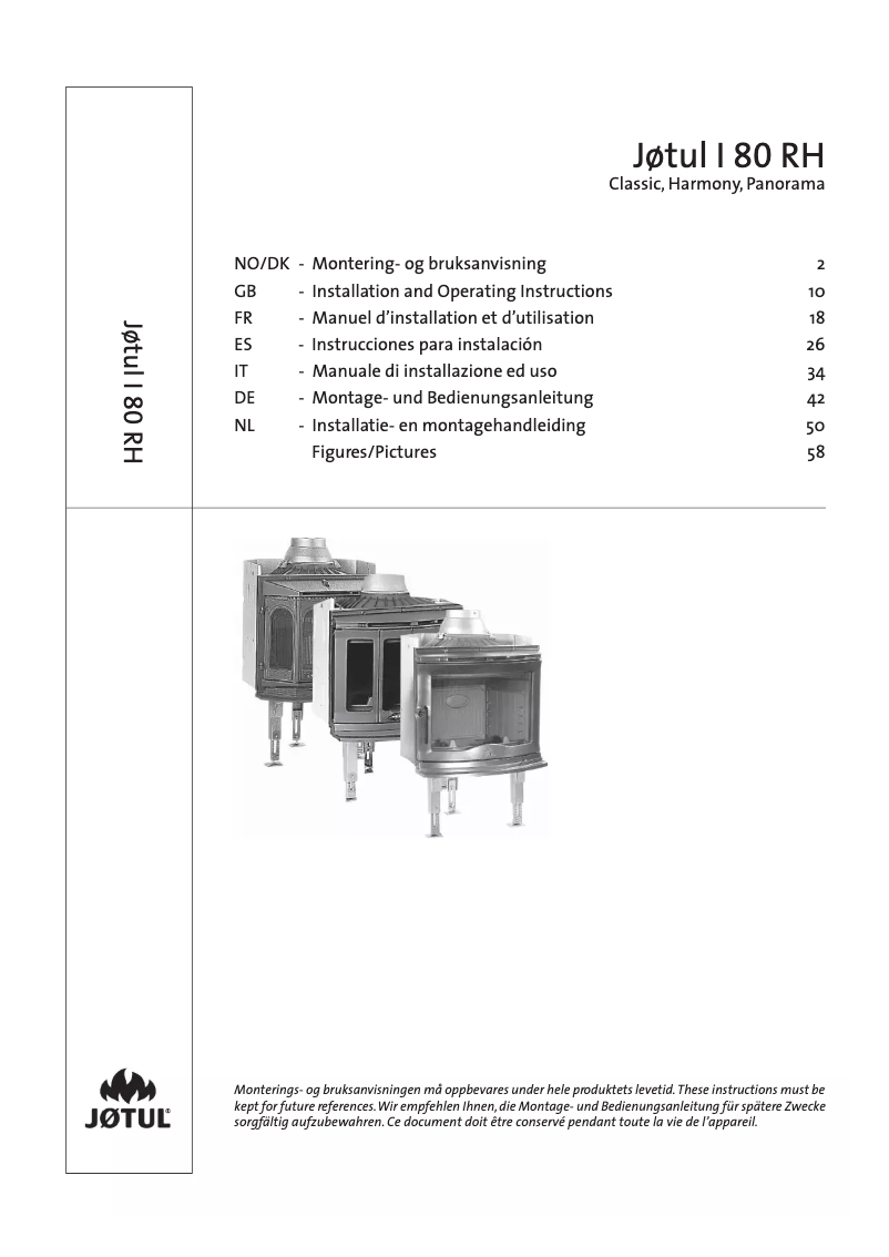Página 1 del manual Manual de usuario Jøtul I 80 RH