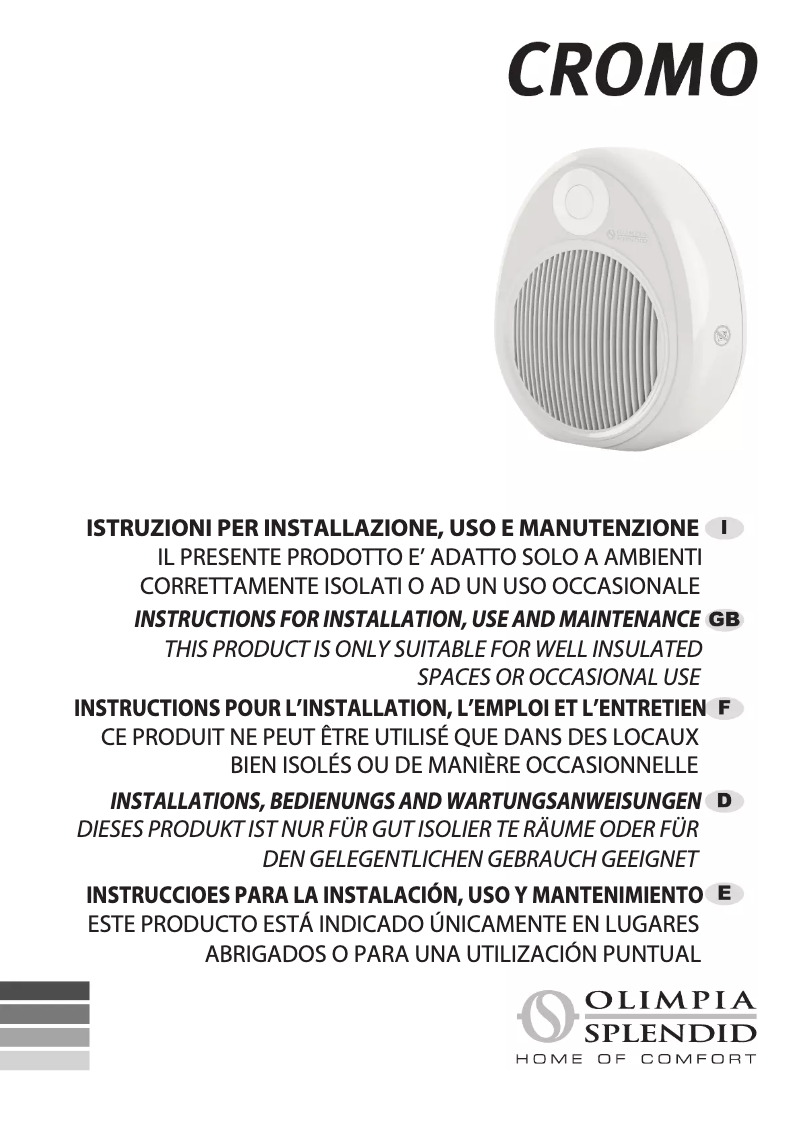 Page 1 de la notice Manuel utilisateur Olimpia Splendid Cromo colors