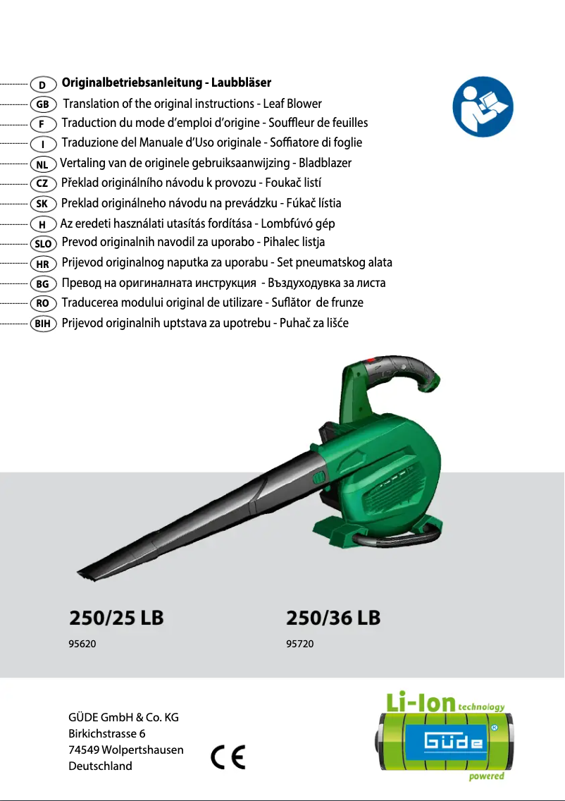 Page 1 de la notice Manuel utilisateur Güde 250/36 LB