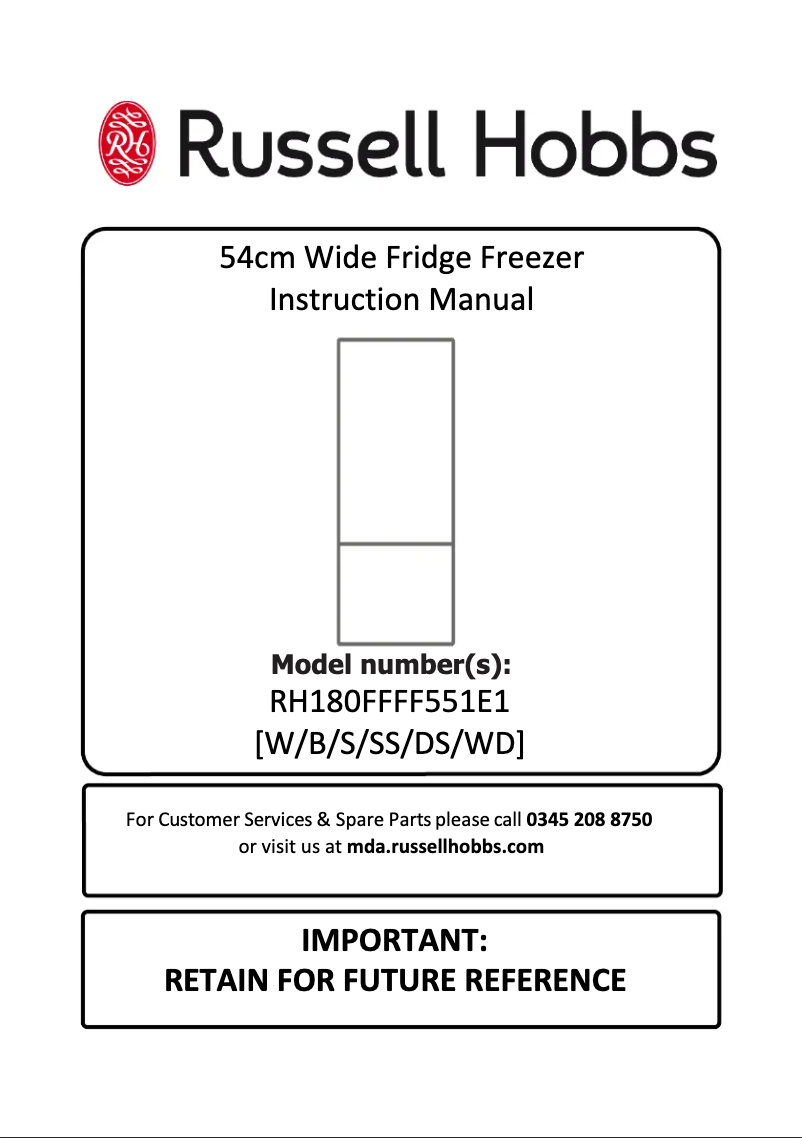 Page 1 de la notice Manuel utilisateur Russell Hobbs RH180FFFF551E1S