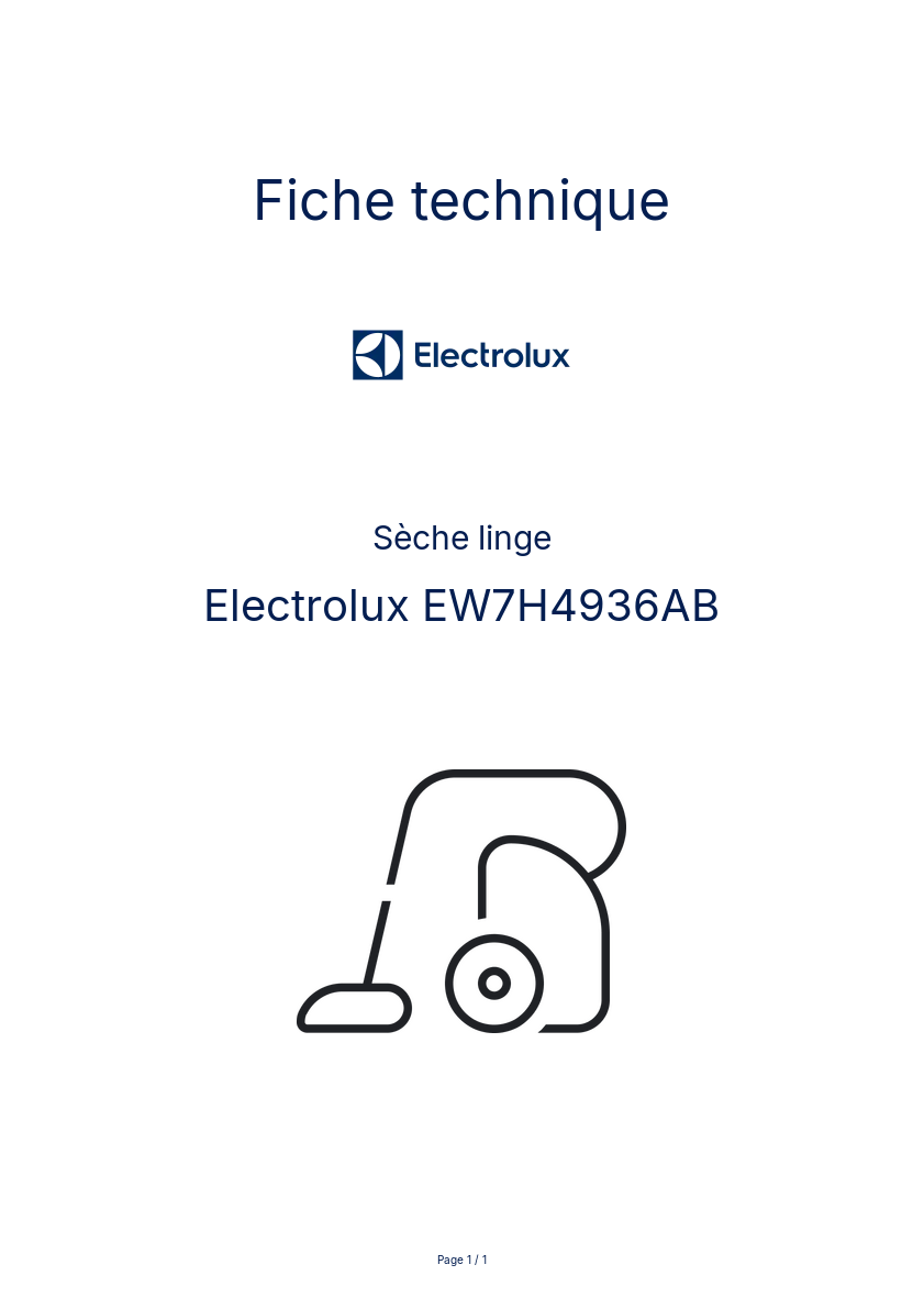 Page n°1 - Fiche technique Electrolux EW7H4936AB