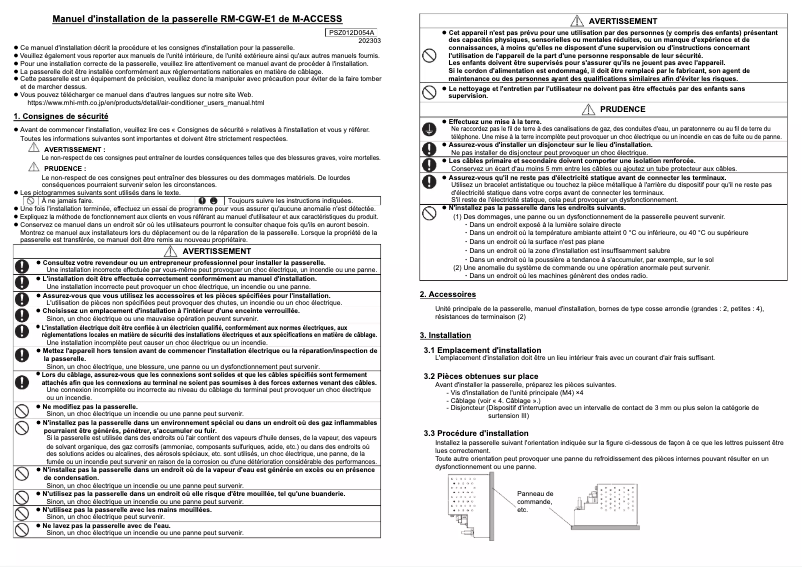 Page n°1 - Manuel utilisateur Mitsubishi RM-CGW-E1