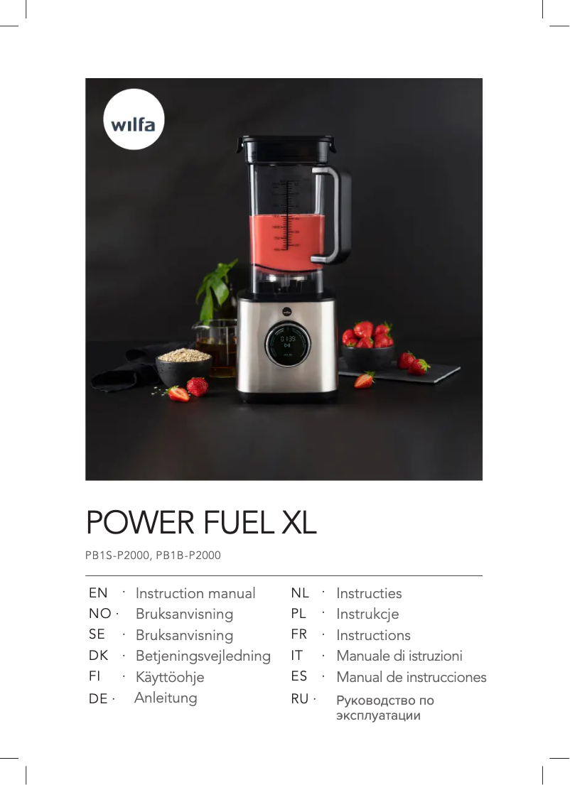Página 1 del manual Manual de usuario Wilfa Power Fuel XL PB1S-P2000