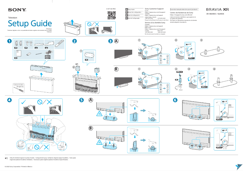 Página 1 del manual Guía de instalación Sony XR-48A90K