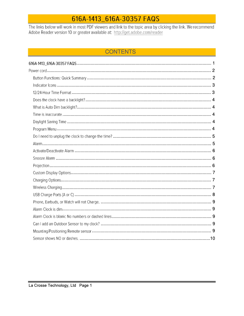 Page n°1 - FAQ La Crosse Technology 616A-30357