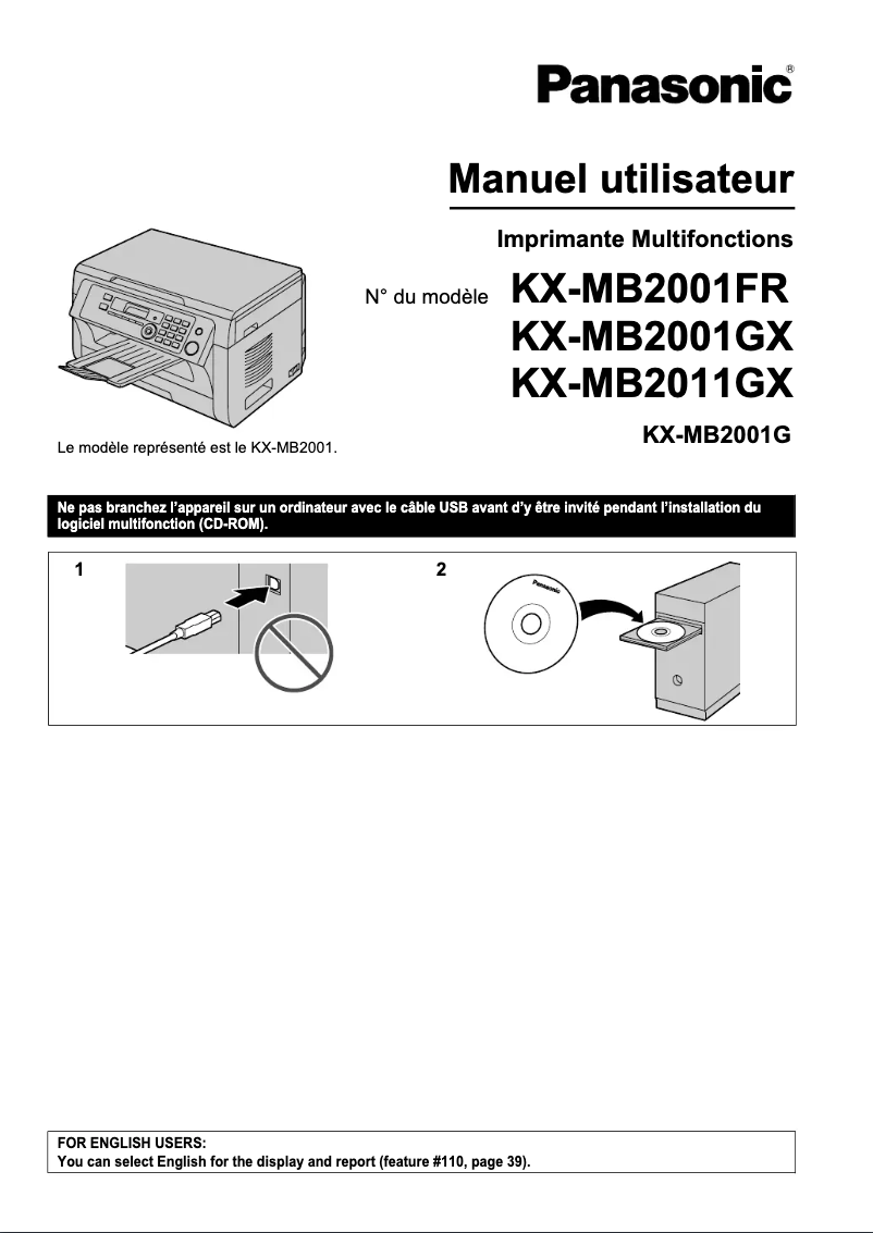 Page n°1 - Manuel utilisateur Panasonic KX-MB2011GX