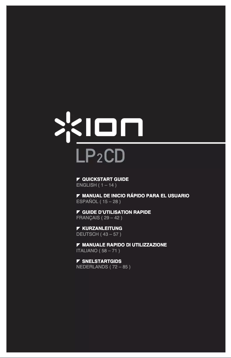 Page 1 de la notice Manuel utilisateur ION LP 2 CD