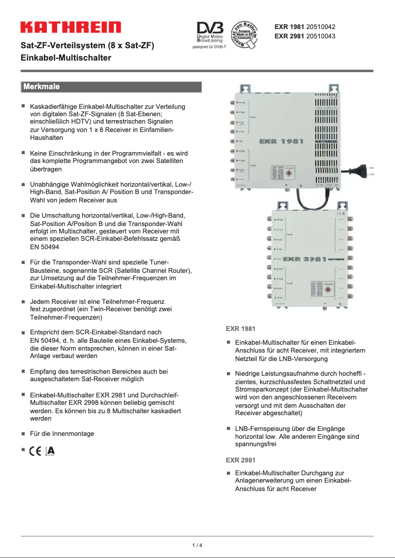Page n°1 - Manuel utilisateur Kathrein EXR 1981
