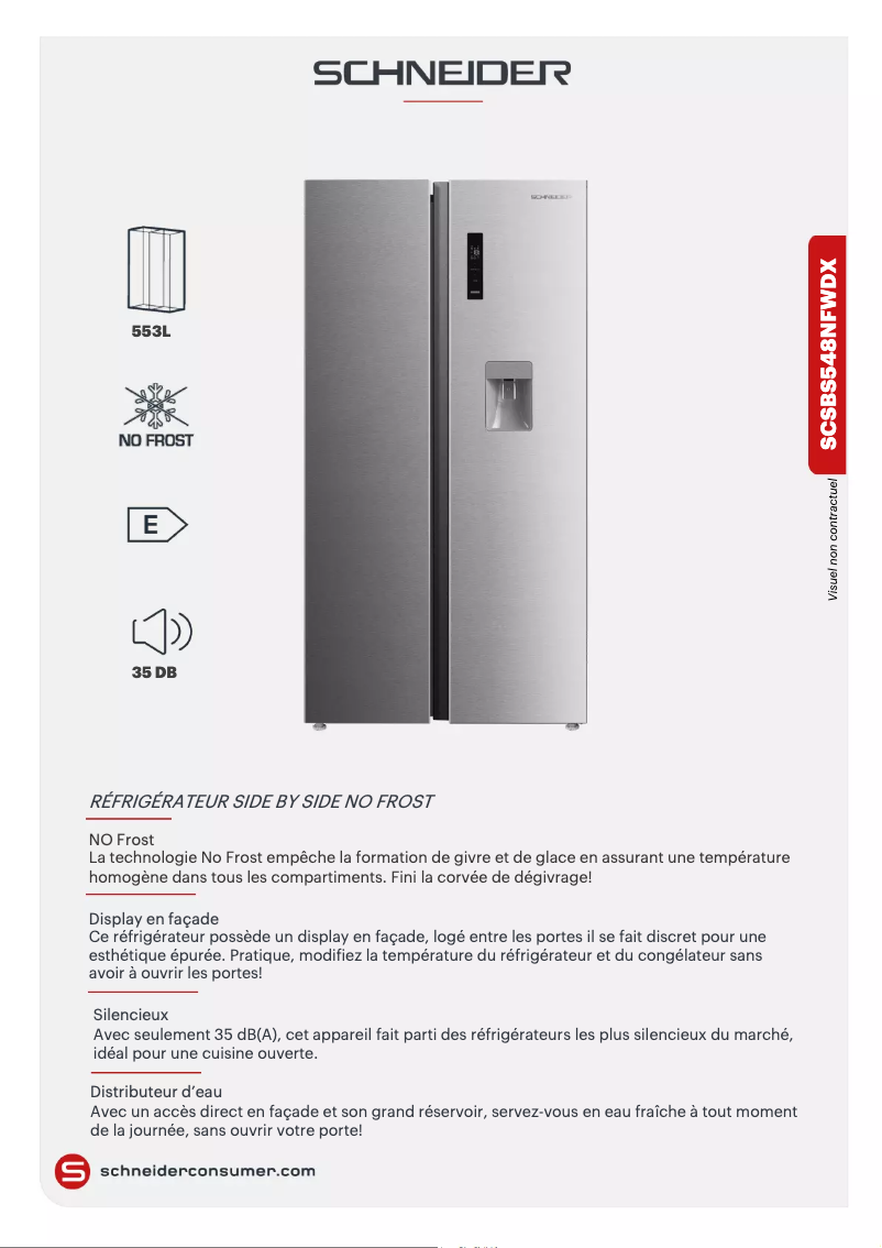 Page 1 de la notice Fiche technique Schneider SCSBS548NFWDX