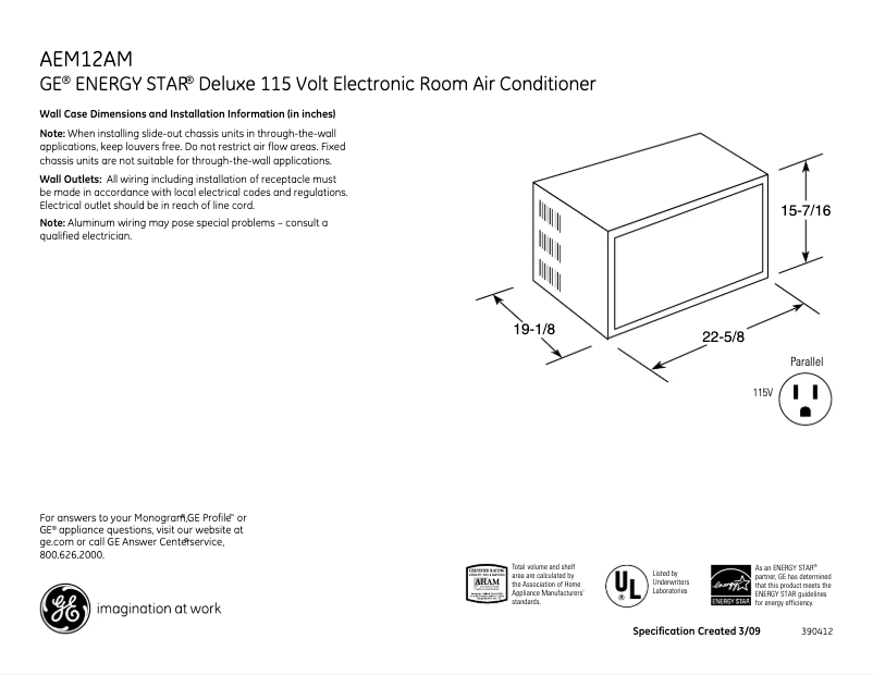 Page n°1 - Fiche technique GE AEM12AM