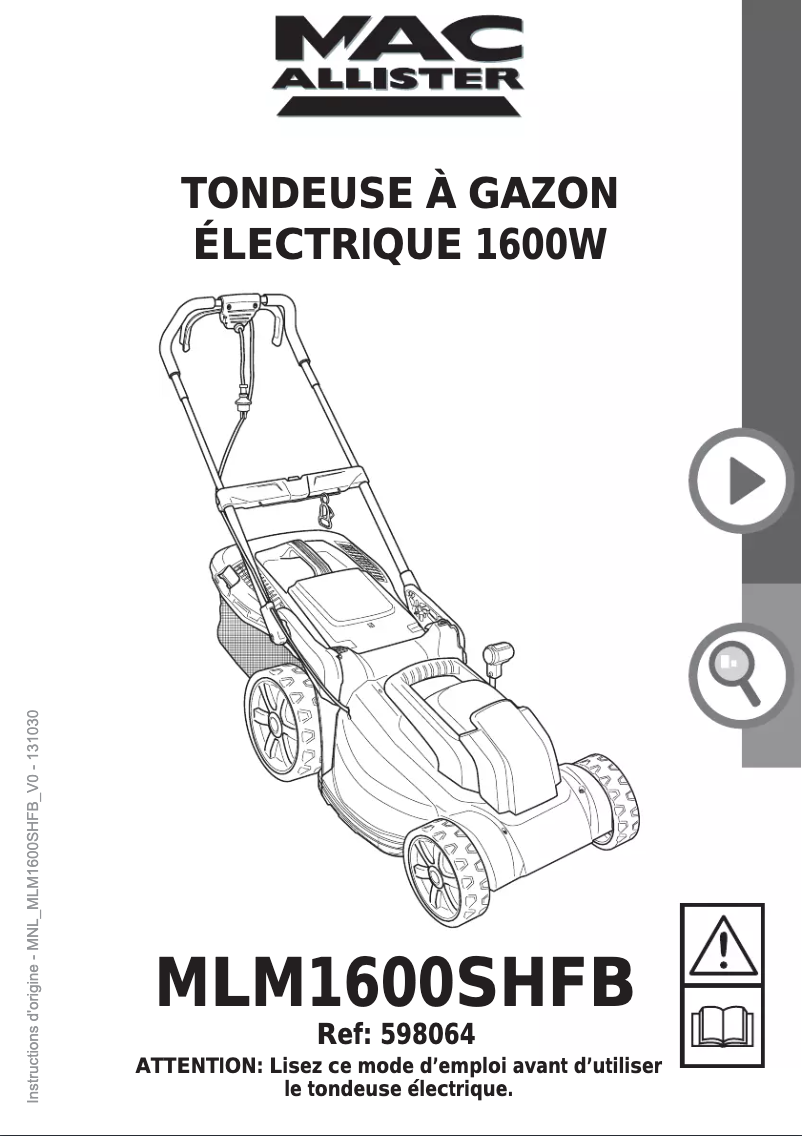 Page 1 de la notice Manuel utilisateur MacAllister MLM1600SHFB