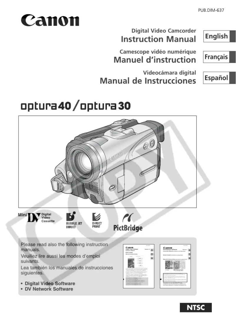 Page 1 de la notice Manuel utilisateur Canon Optura 40
