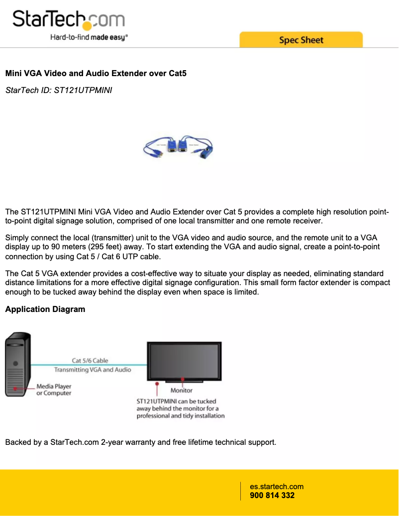 Page 1 de la notice Brochure StarTech.com ST121UTPMINI
