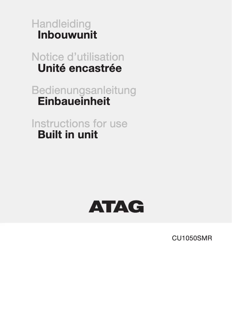 Page n°1 - Manuel utilisateur Atag CU1050SMR