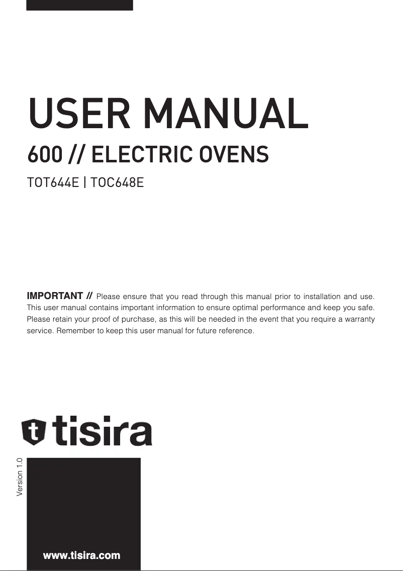 Page n°1 - Manuel utilisateur Tisira TOC648BE
