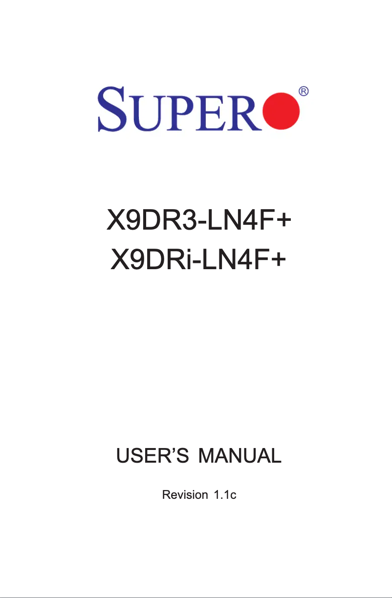 Page 1 de la notice Manuel utilisateur Supermicro X9DRi-LN4F+