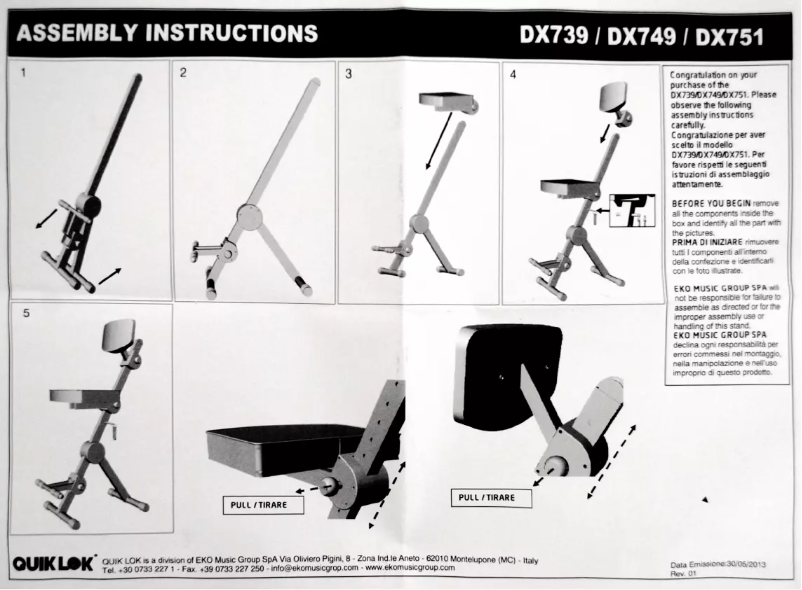 Page 1 de la notice Manuel utilisateur Quik Lok DX749