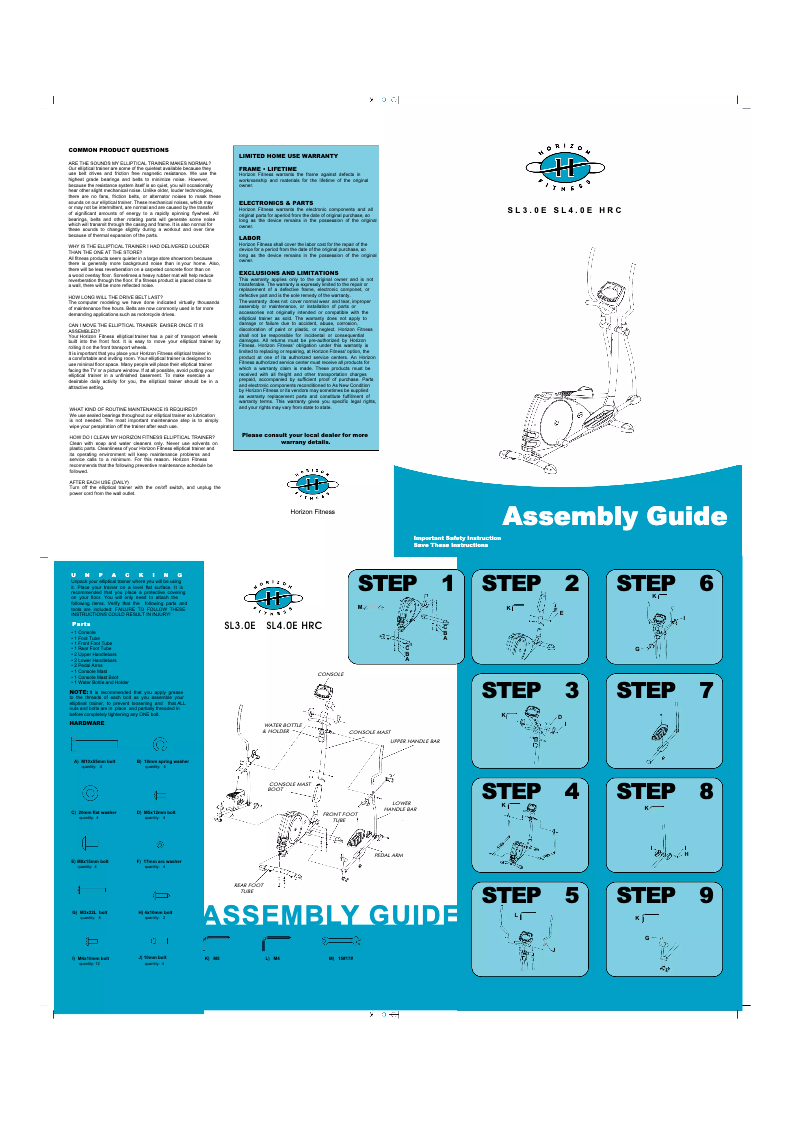 Image de la première page du manuel de l'appareil SL3.0E