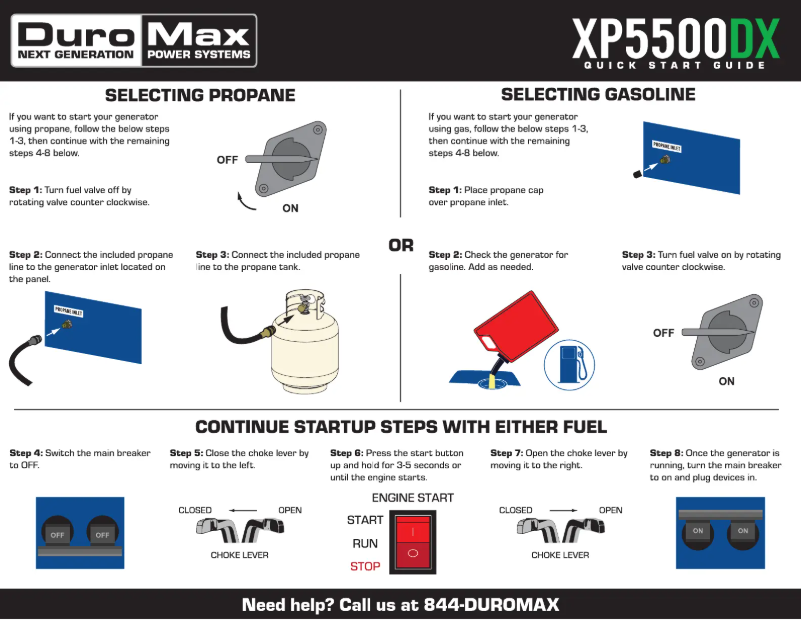Page n°1 - Guide de démarrage rapide DuroMax XP5500DX