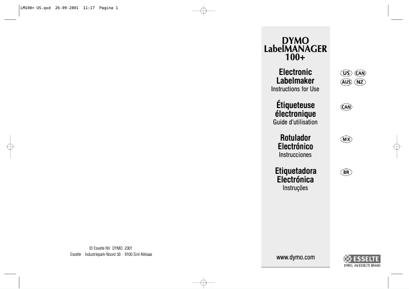 Image de la première page du manuel de l'appareil LabelManager 100 Plus