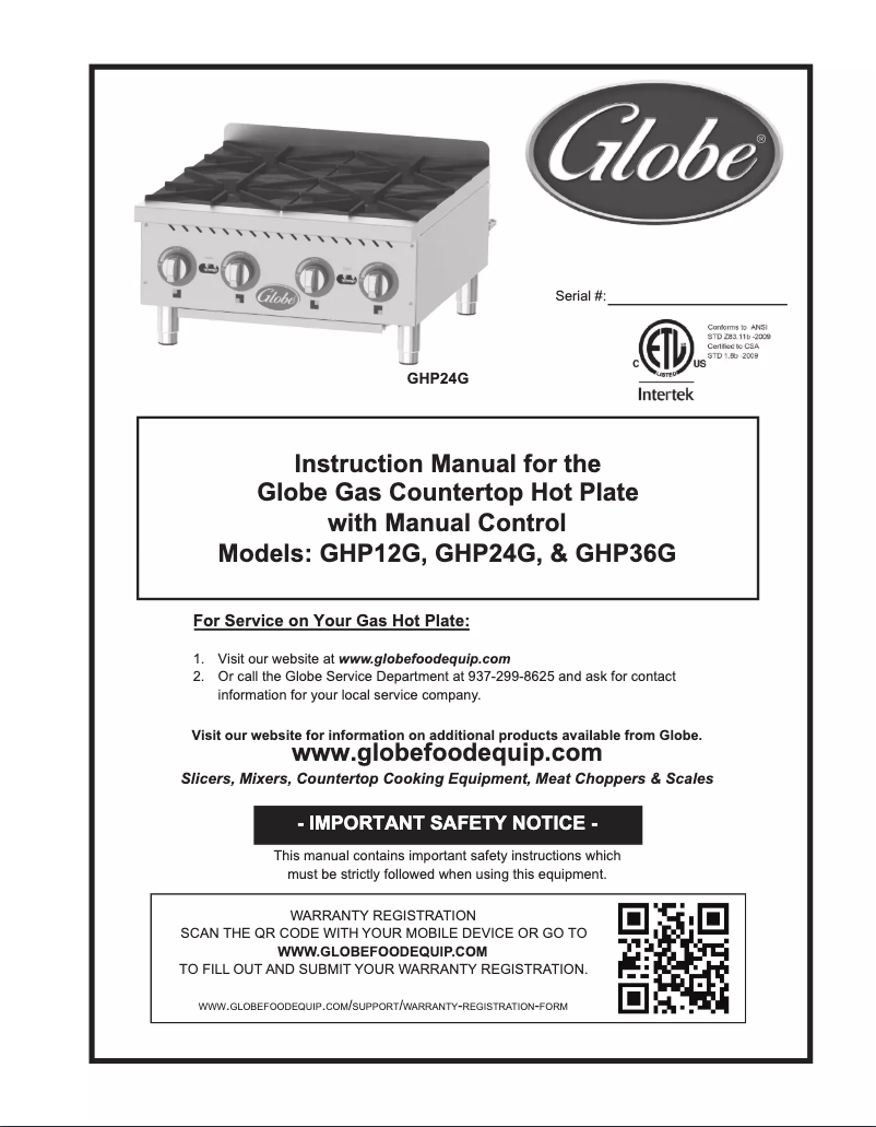 Page n°1 - Manuel utilisateur Globe GHP12G