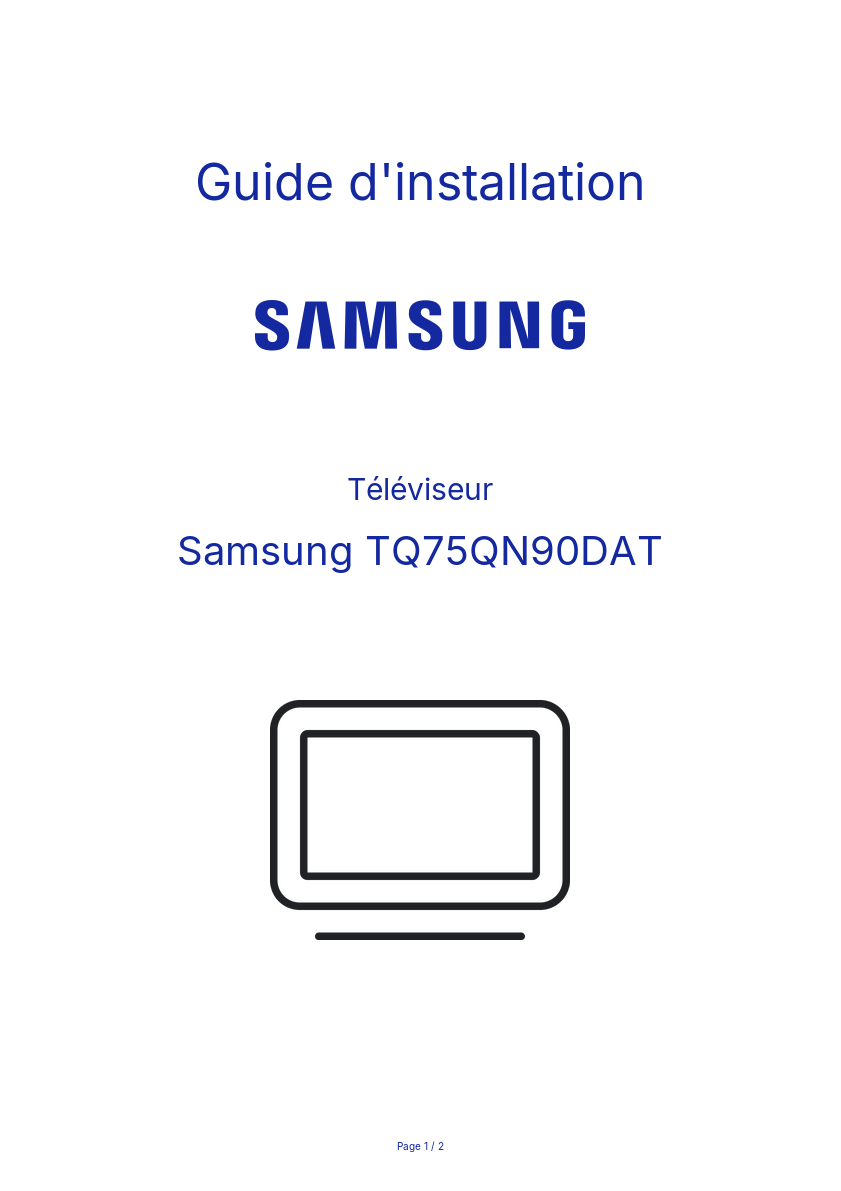 Page n°1 - Guide d'installation Samsung TQ75QN90DAT