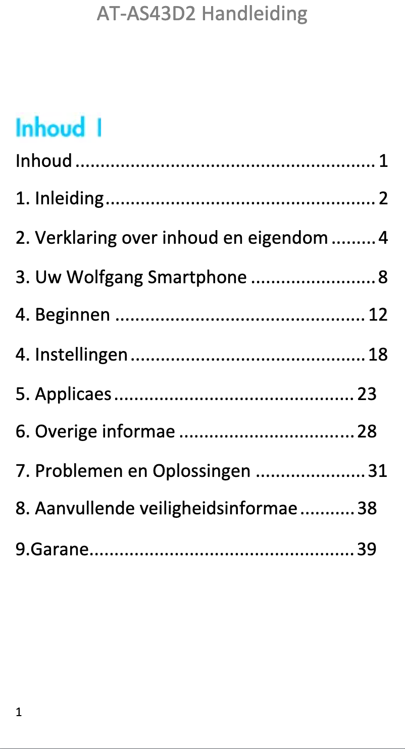 Page 1 de la notice Manuel utilisateur Wolfgang AT-AS43D4