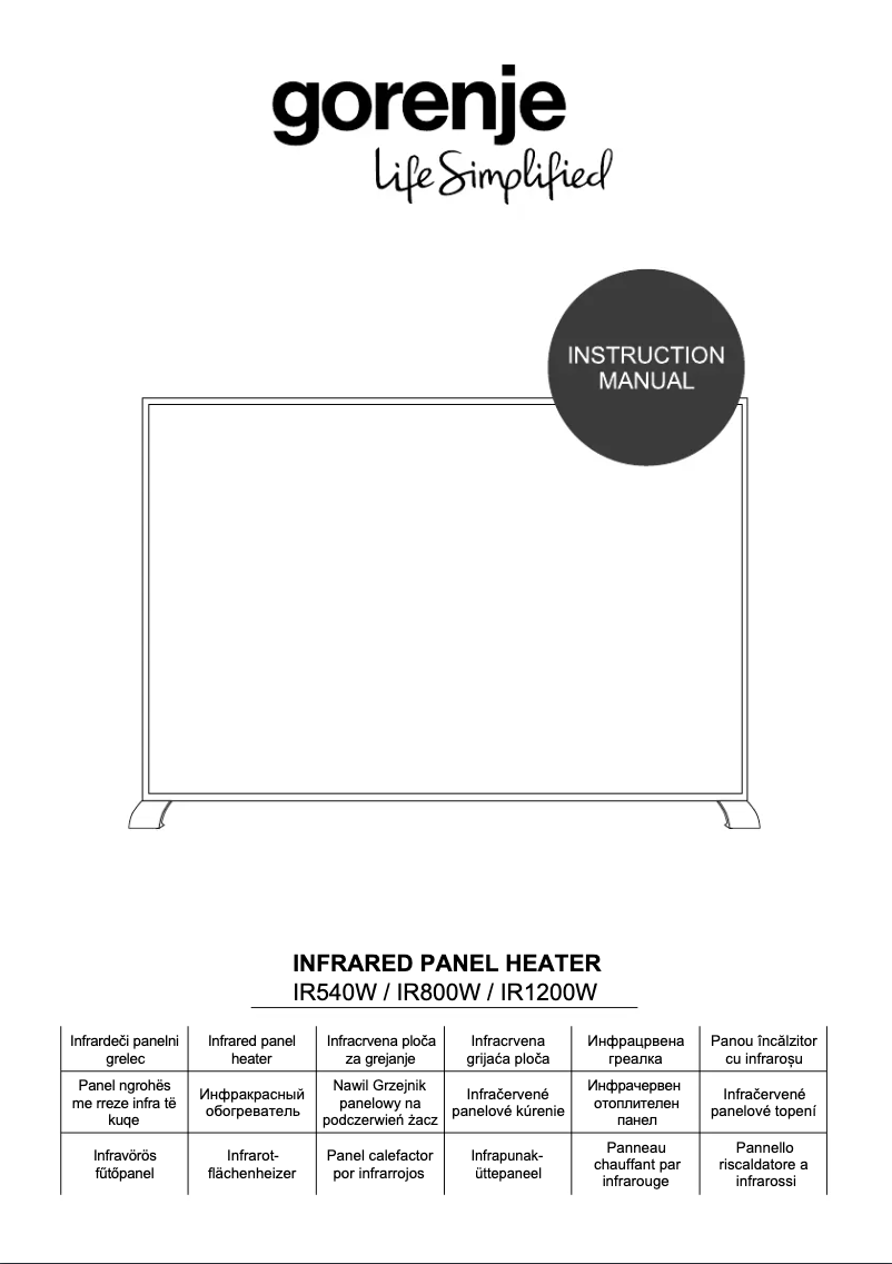 Page 1 de la notice Manuel utilisateur Gorenje IR800W