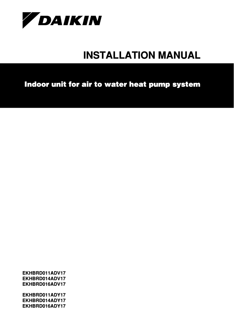 Page n°1 - Guide d'installation Daikin EKHBRD011ADV17