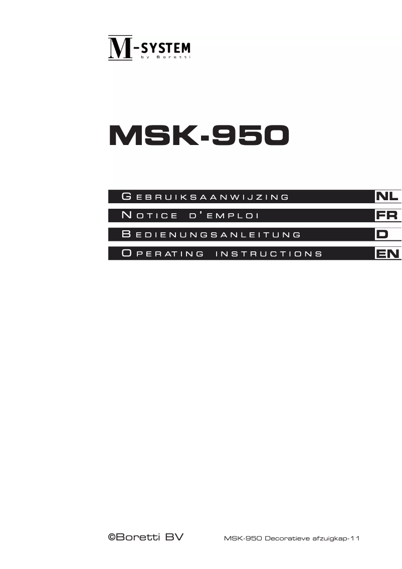 Page n°1 - Manuel utilisateur M-System MSK-950 IX