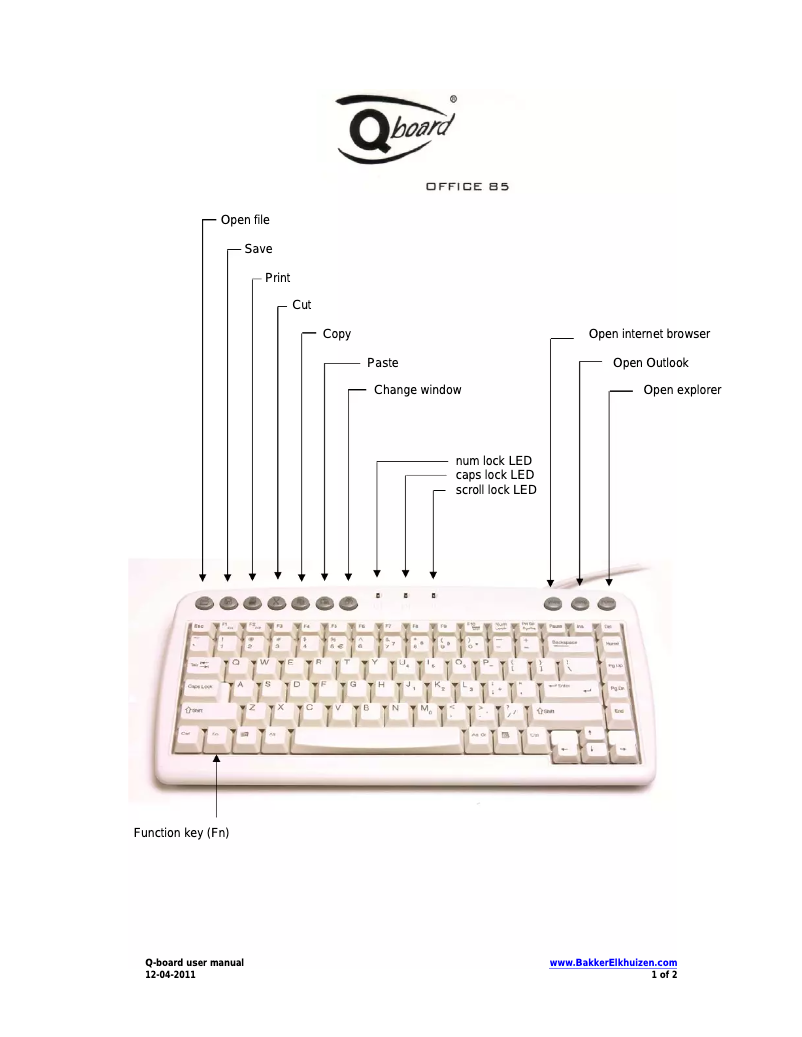 Page 1 de la notice Manuel utilisateur Bakker Elkhuizen Q-Board