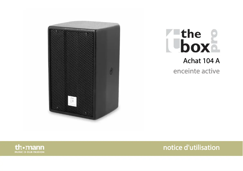 Page 1 de la notice Manuel utilisateur The Box Pro Achat 104 A