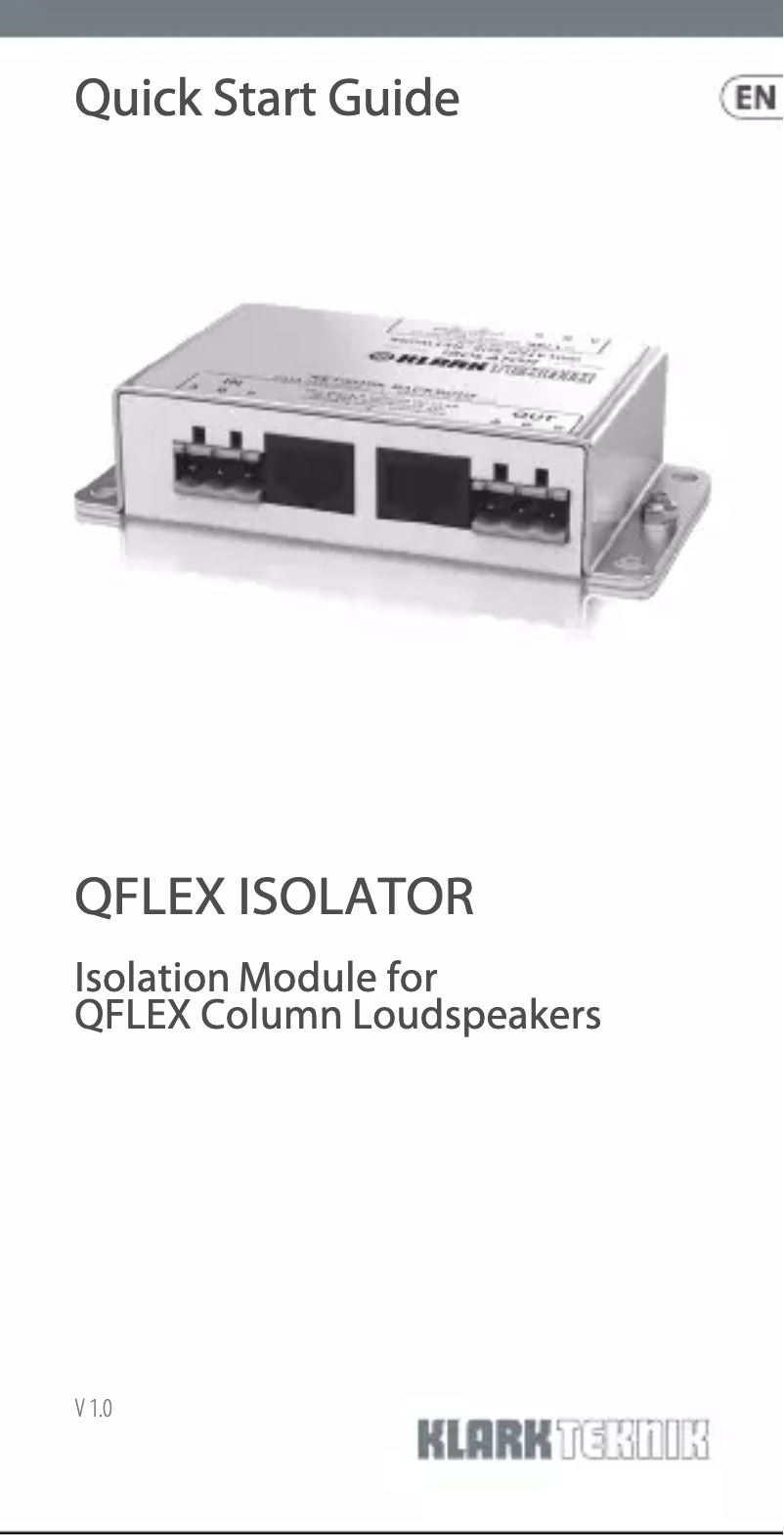 Page n°1 - Guide de démarrage rapide Klark Teknik Qflex Isolator