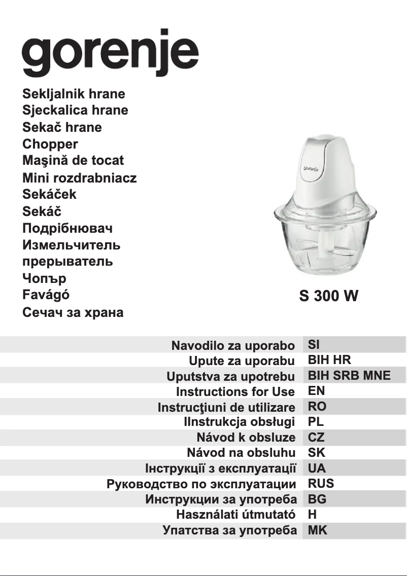 Page 1 de la notice Manuel utilisateur Gorenje S300W