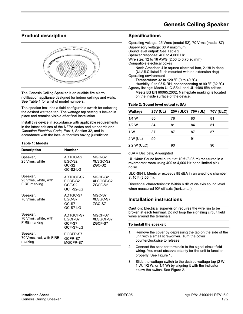 Image de la première page du manuel de l'appareil Genesis EGC-S7