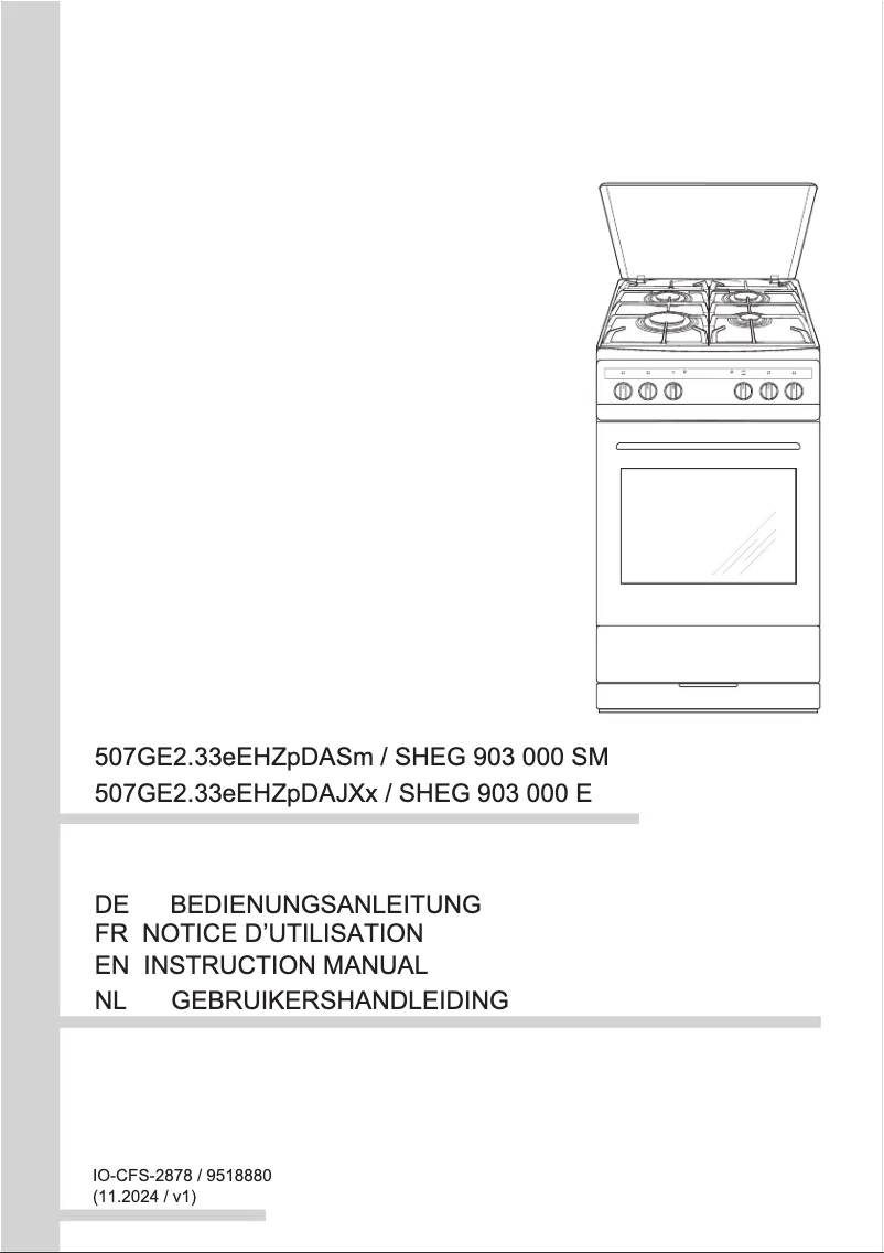 Page n°1 - Manuel utilisateur Amica SHEG 903 000 SM