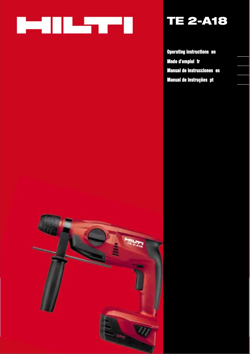 Page n°1 - Manuel d'utilisation et d'entretien Hilti TE 2 A