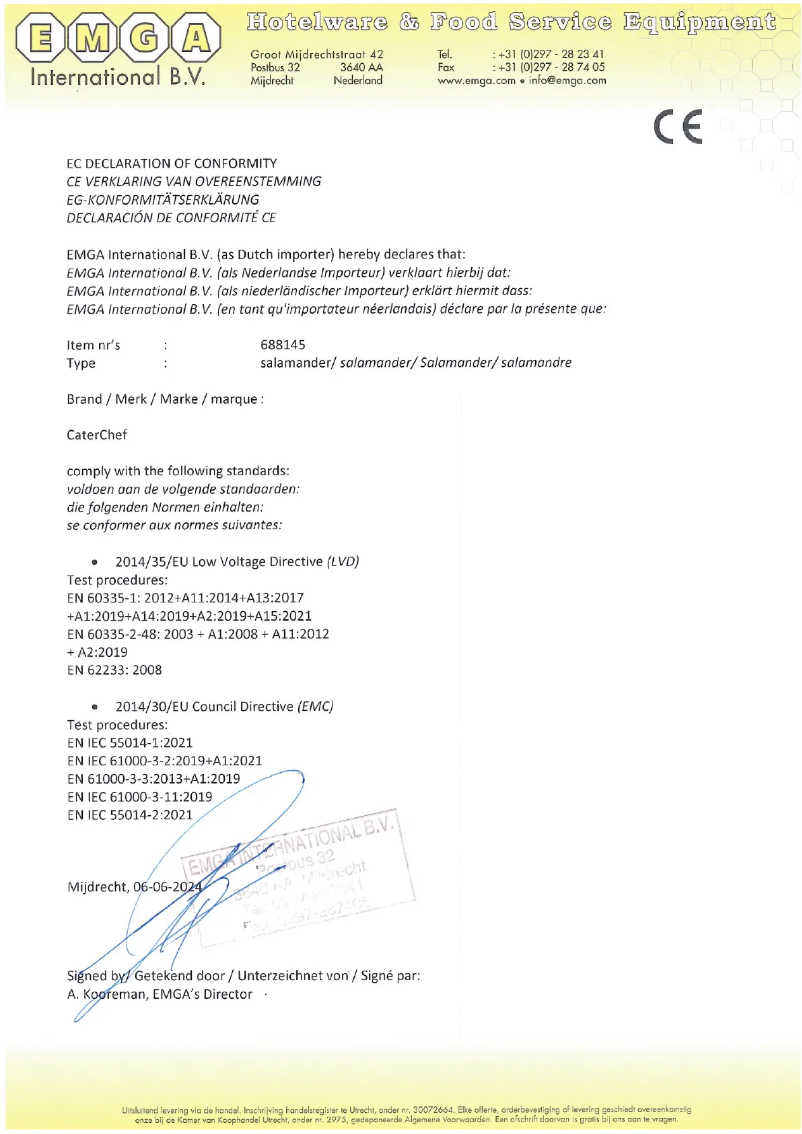 Page 1 de la notice Manuel utilisateur CaterChef 688145
