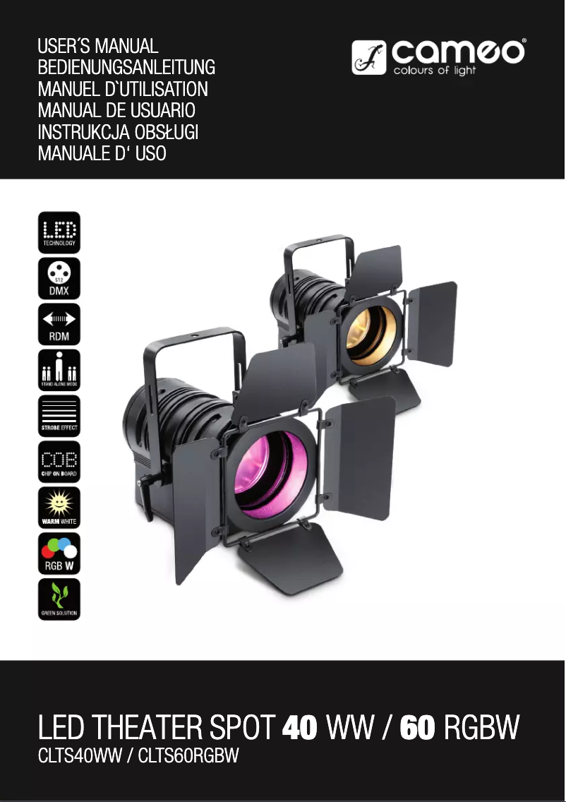 Page 1 de la notice Manuel utilisateur Cameo TS 40 LED Theater Spot