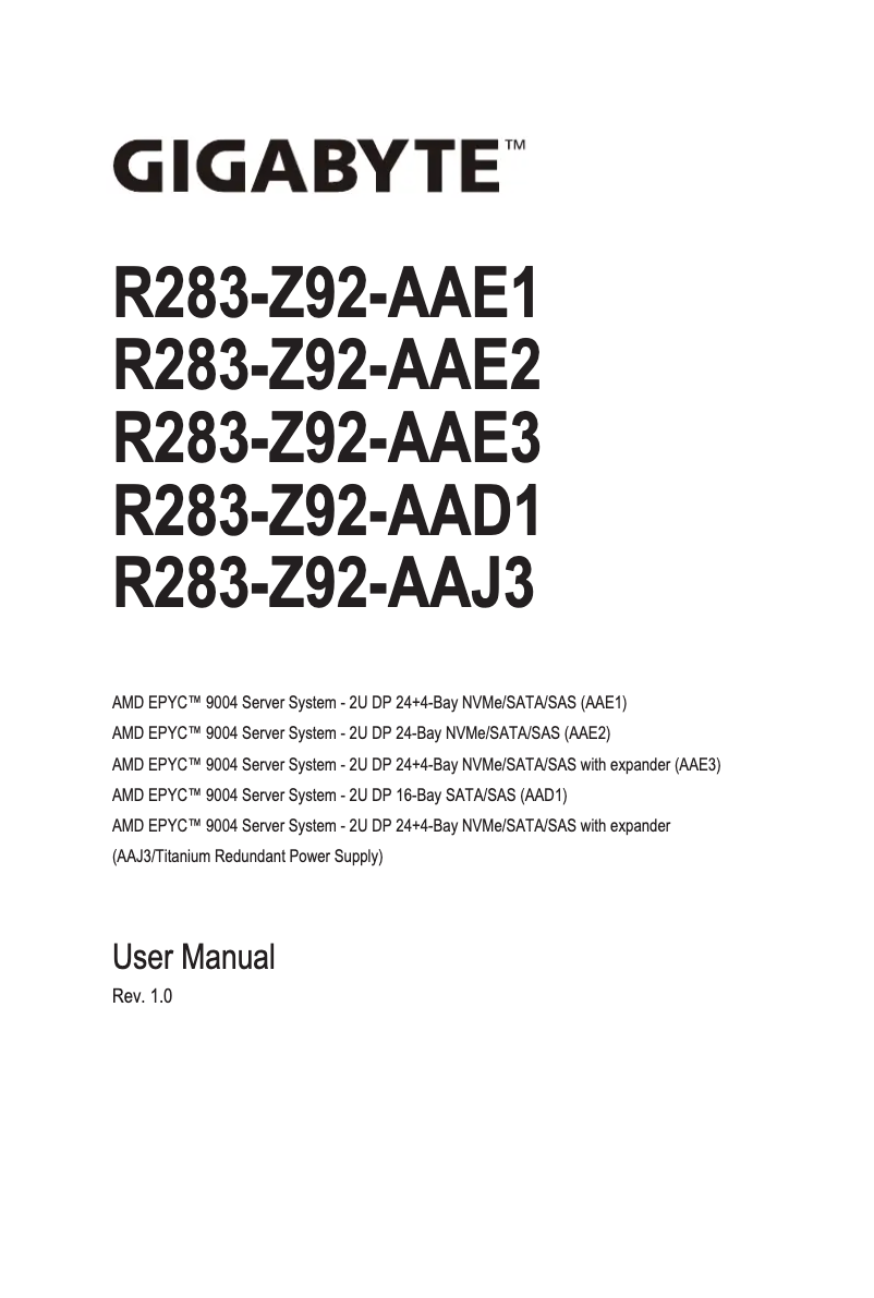 Image de la première page du manuel de l'appareil R283-Z92