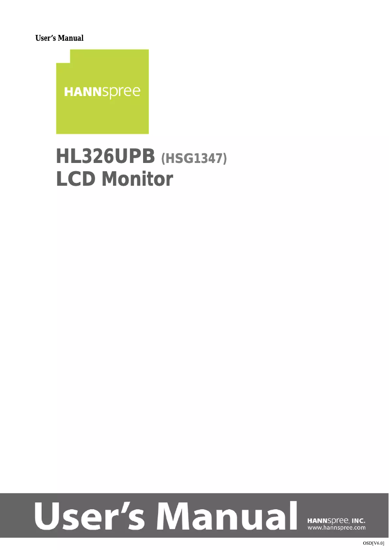 Page 1 de la notice Manuel utilisateur Hannspree Hanns.G HL 326 UPB