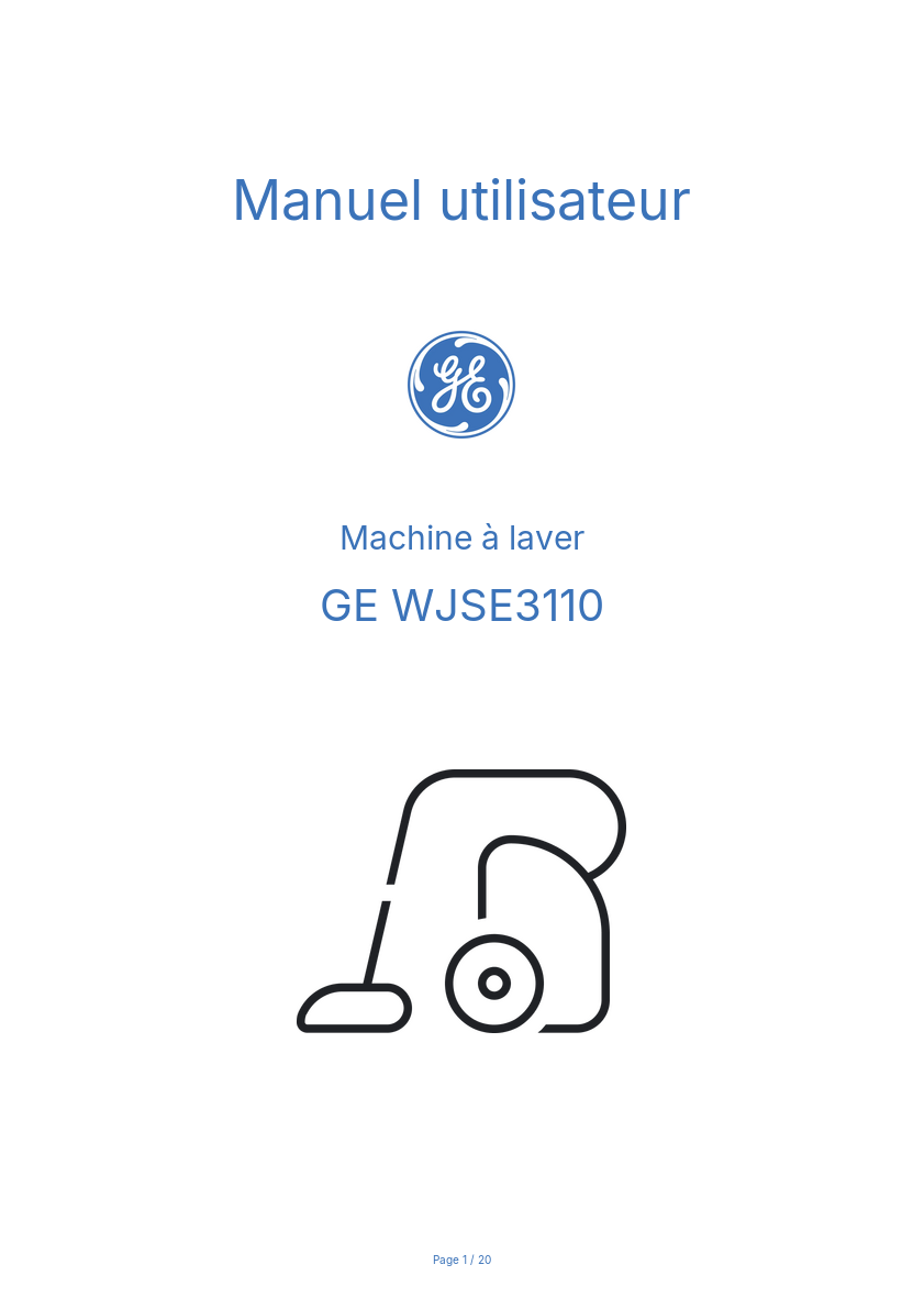 Image de la première page du manuel de l'appareil WJSE3110