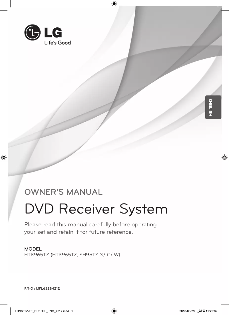 Page n°1 - Manuel utilisateur LG HTK965TZ
