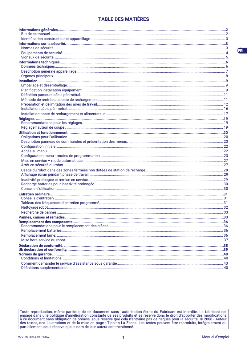 Page n°1 - Manuel utilisateur Ambrogio 4.0 Elite