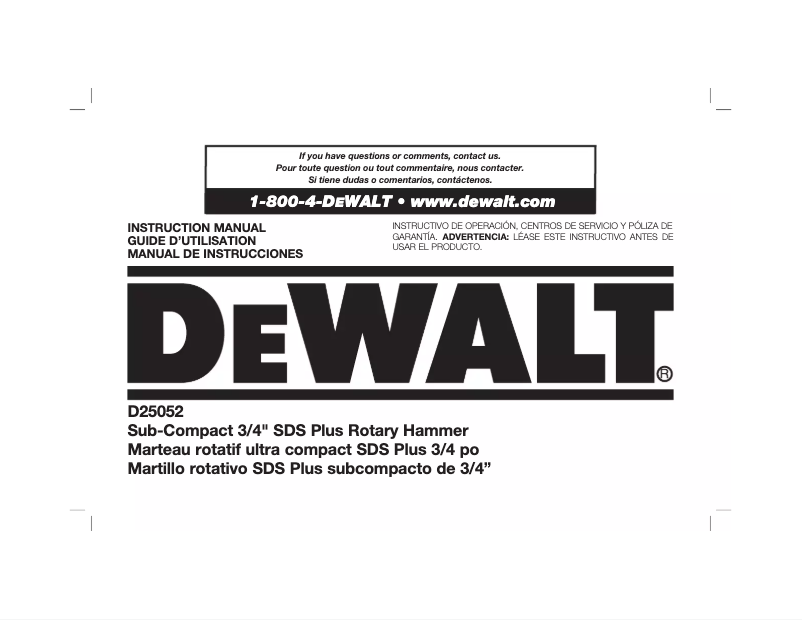 Página 1 del manual Manual de usuario DeWalt D25052K