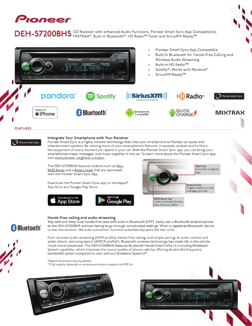 Página 1 del manual Folleto Pioneer DEH-S7200BHS