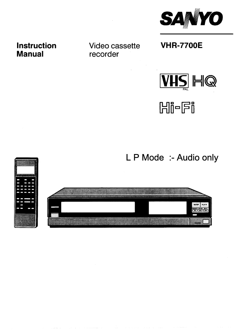 Page n°1 - Manuel utilisateur Sanyo VHR-7700