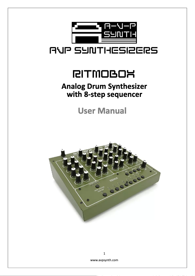 Page 1 de la notice Manuel utilisateur AVP Synth Ritmobox